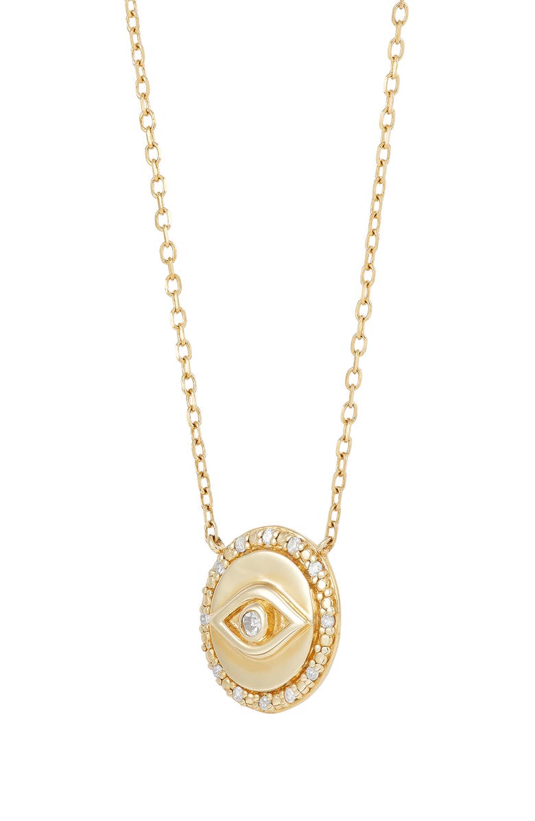 Frankie & Zoe Diamond Evil Eye Necklace, Alternate, color, Yellow Gold