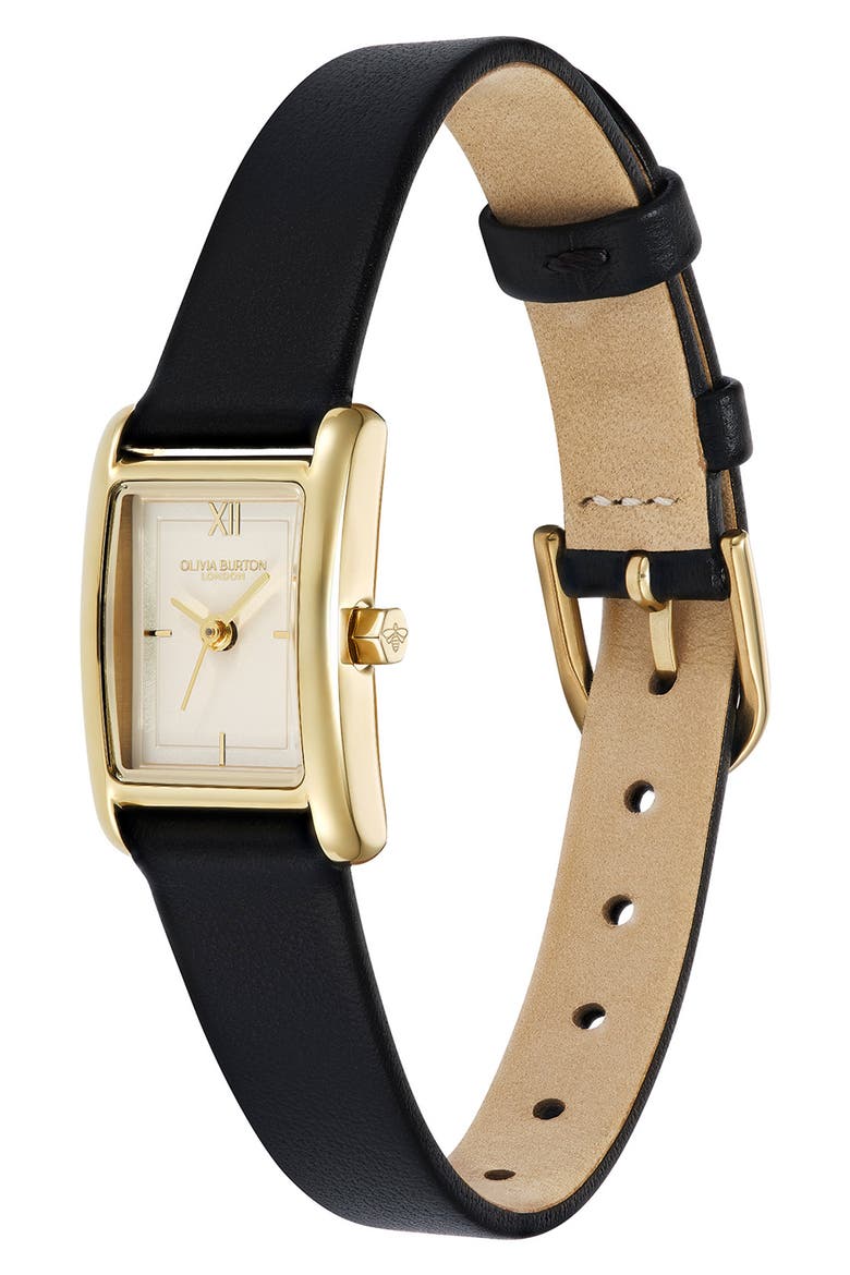 Petit Grove Tank Leather Strap Watch, 16mm x 24mm, Alternate, color, IVORY