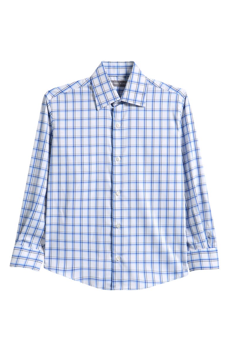 Michael Kors Kids' Plaid Dress Shirt, Main, color, White/ Blue