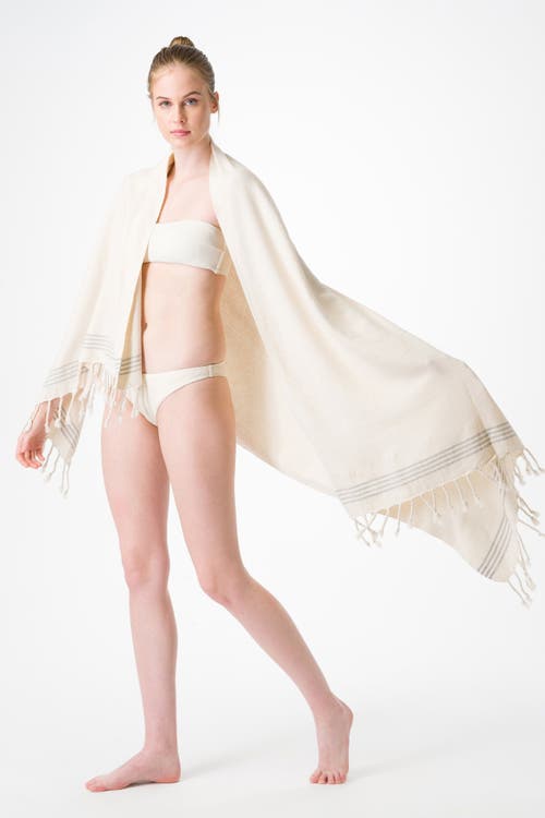 Olive And Linen Olive & Linen Whisper Weight Natural Turkish Towel In Brown