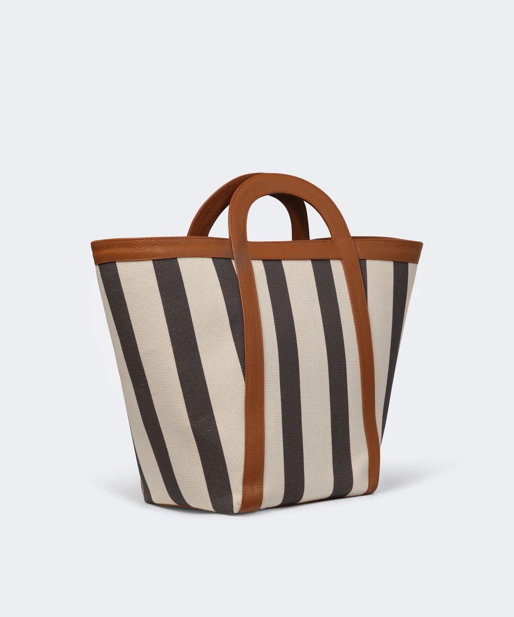 Atuel Stripe Large Tote, Alternate, color, Natural Canvas Caramel