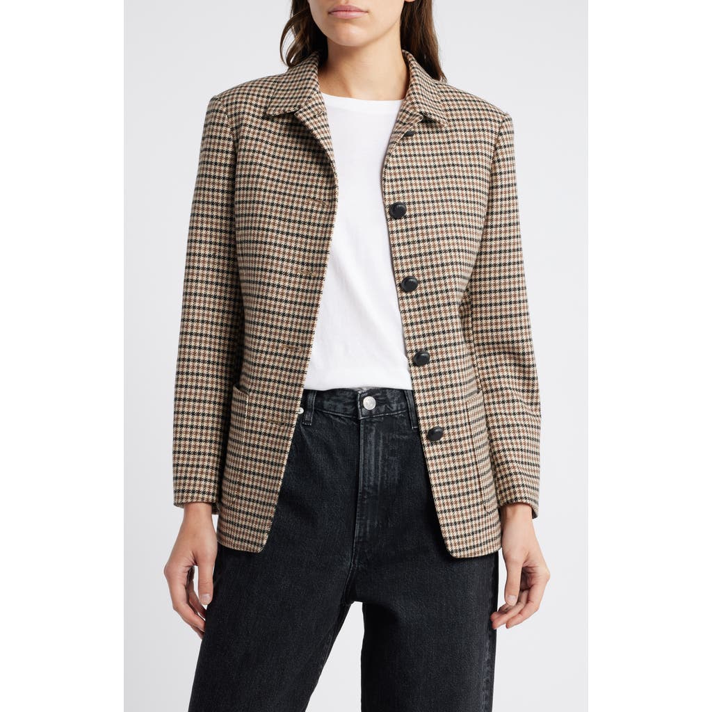 Rag & Bone Lainey Italian Houndstooth Wool Blazer In Tan Multi