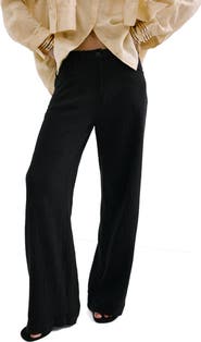 MANGO Cotton Double Gauze Straight Leg Pants