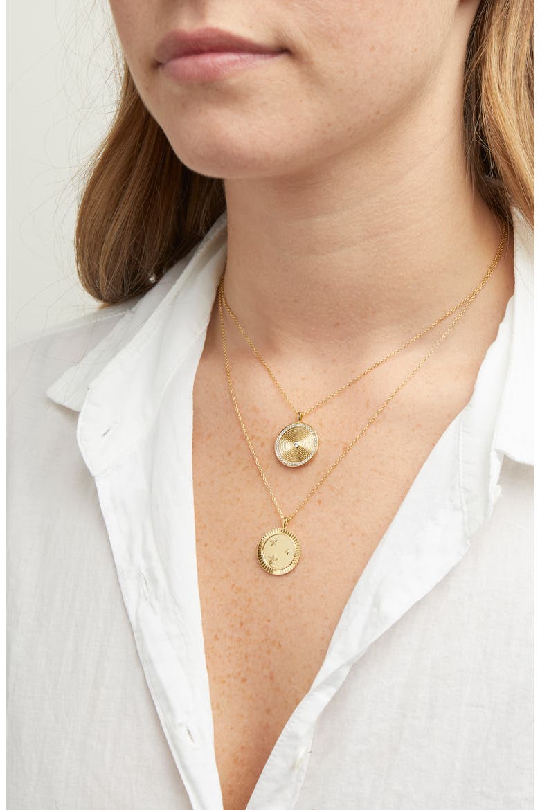 Shimmer Coin Pendant Necklace, Alternate, color, GOLD/ WHITE