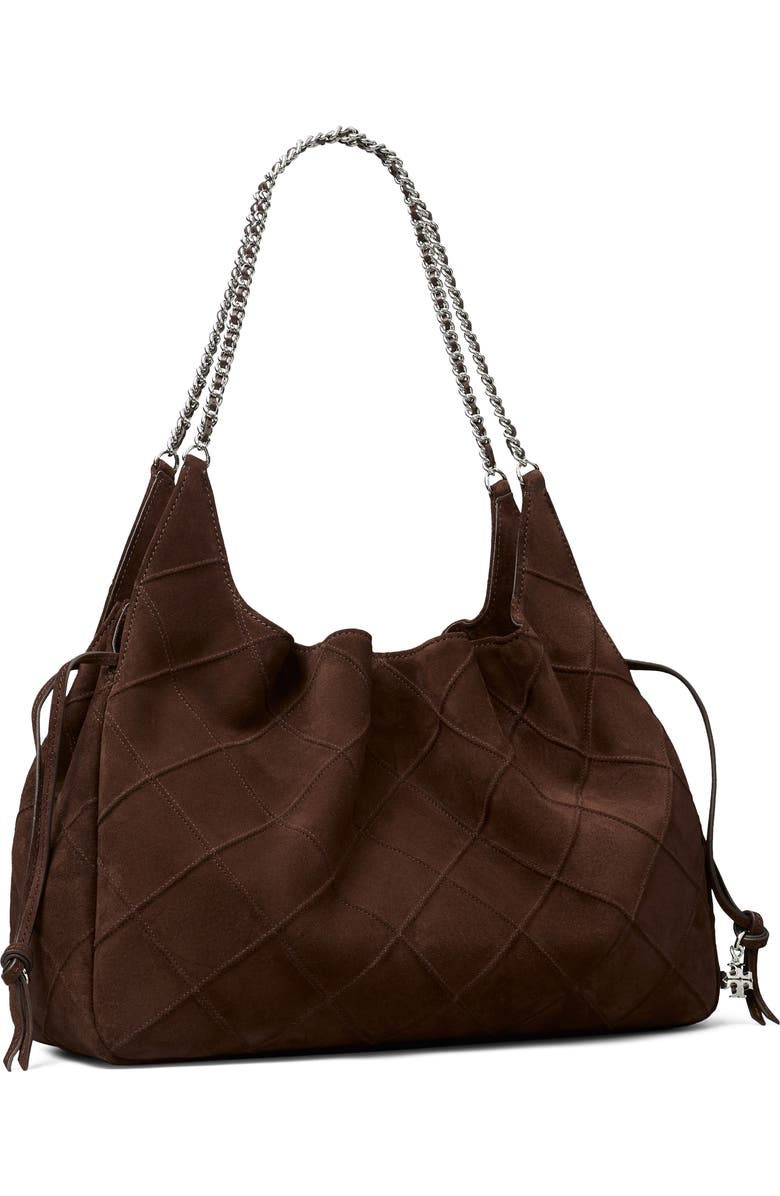 Tory Burch Large Fleming Suede Tote, Alternate, color, Dark Cocoa