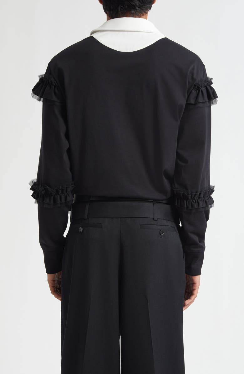 Simone Rocha Embroidered Crest Ruffle Rugby Shirt, Alternate, color,