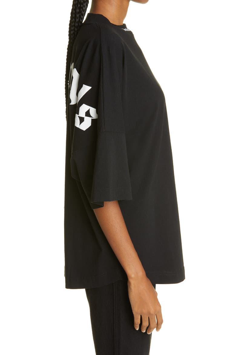 Back Logo Oversize Cotton Graphic Tee, Alternate, color, BLACK WHITE