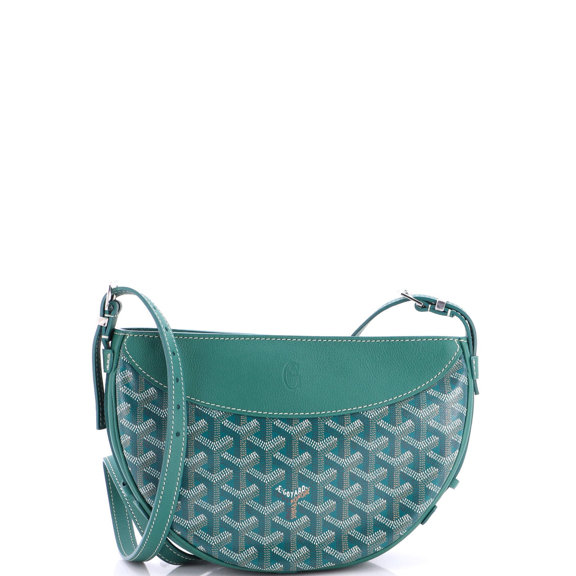 Hirondelle Shoulder Bag Coated Canvas and Leather, Main, color, Green
