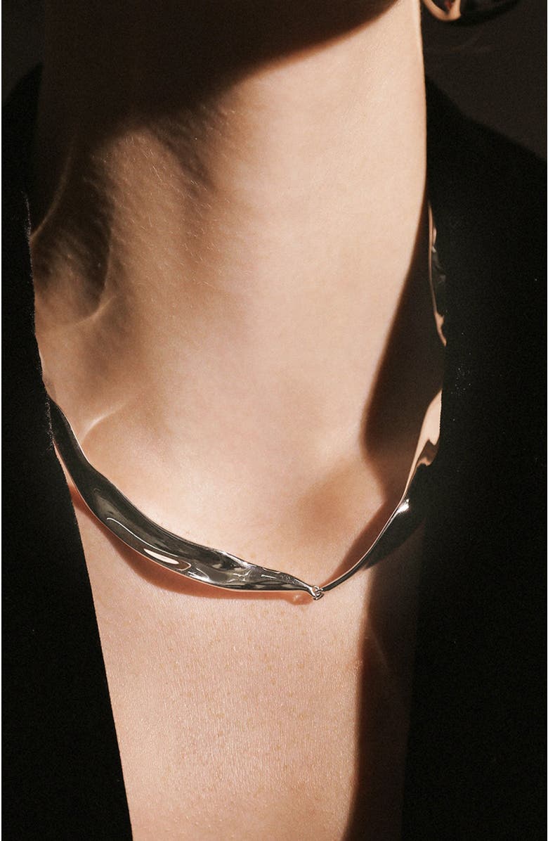 RETRO CHIC Ripple Necklace, Alternate, color, Silver