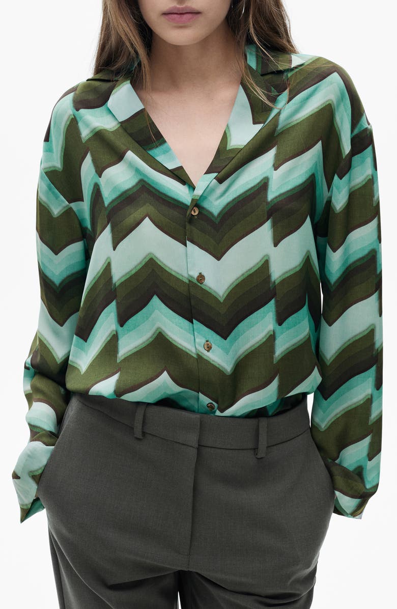MANGO Chevron Print Button-Up Shirt, Main, color, 