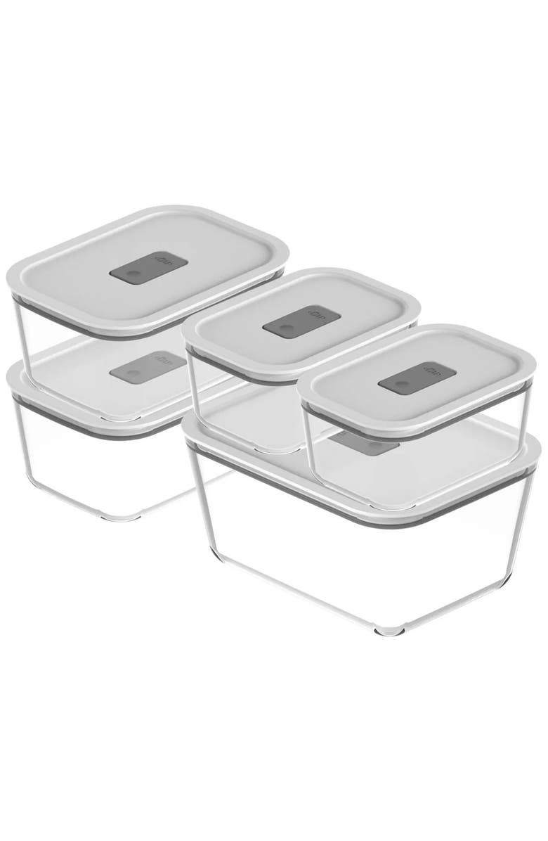 OU Stackable Airtight Glass Food Storage Container Set with Microwave Valve and Leak Proof Lid, 10 Piece, Main, color, 