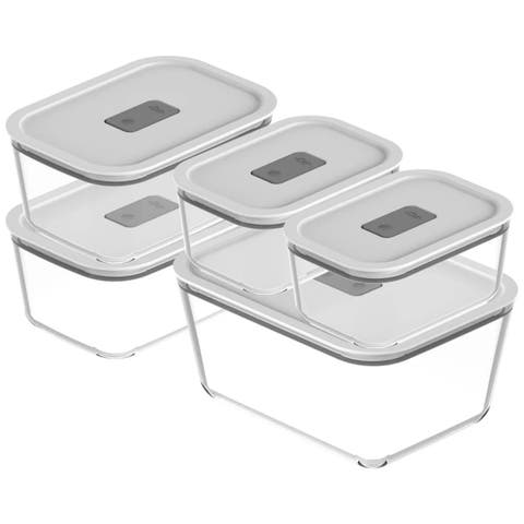 Stackable Airtight Glass Food Storage Container Set with Microwave Valve and Leak Proof Lid, 10 Piece