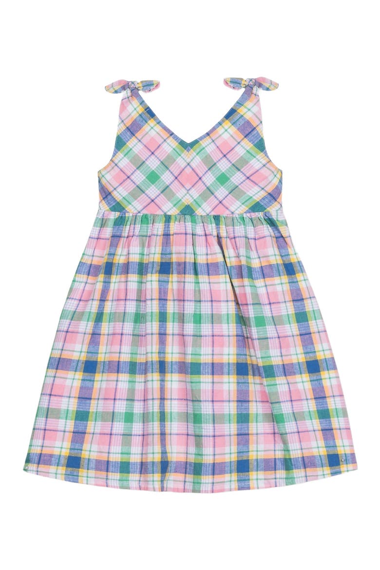 Girls' Sleeveless Bow Shoulder Swing Dress, Kids, Main, color, Flower Show Plaid