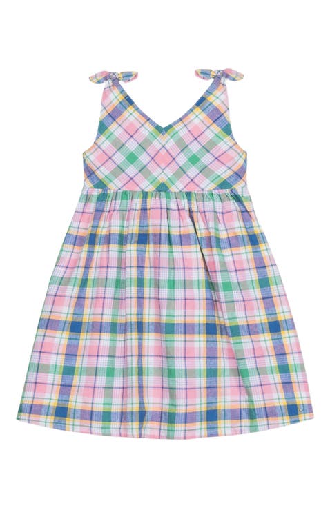Girls' Organic Eyelet Bow Shoulder Dress, Toddler
