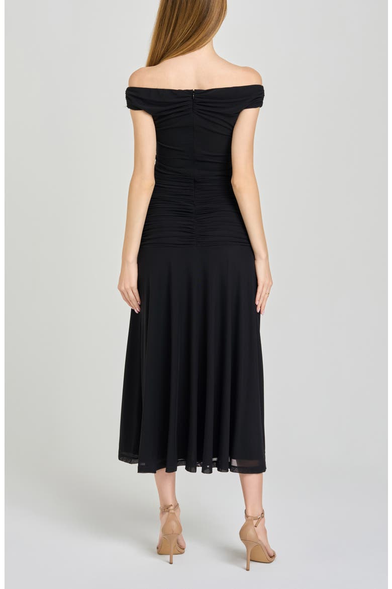 x Hannah Lovey Porter Margaux Off the Shoulder Ruched Dress (Nordstrom Exclusive), Alternate, color, BLACK