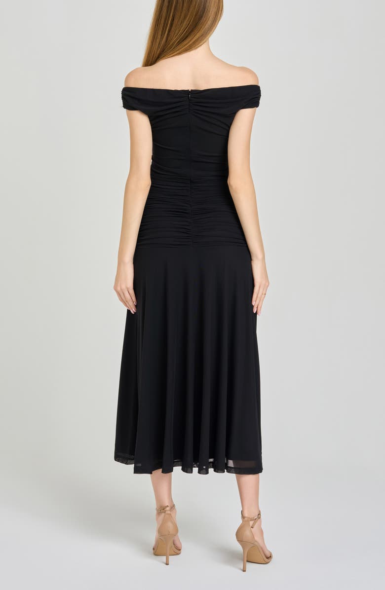 WAYF x Hannah Lovey Porter Margaux Off the Shoulder Ruched Dress, Alternate, color, Black