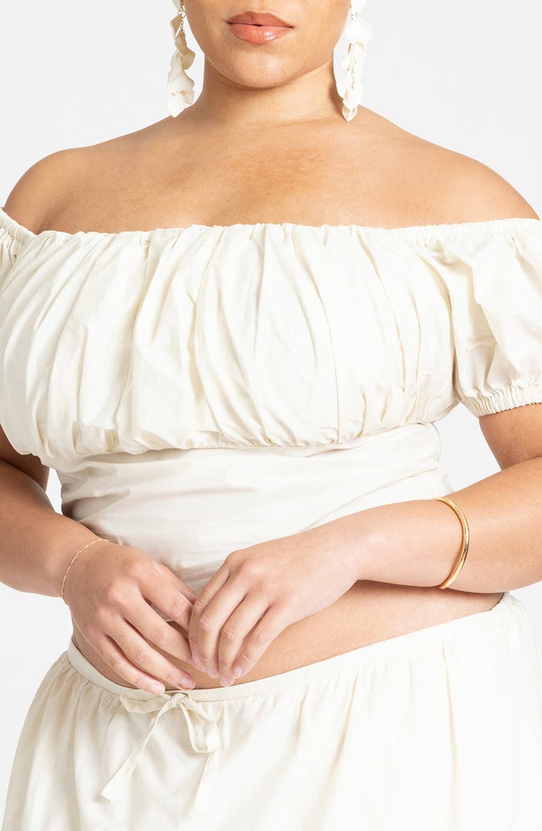 ELOQUII Off the Shoulder Cotton Top, Alternate, color, Tofu