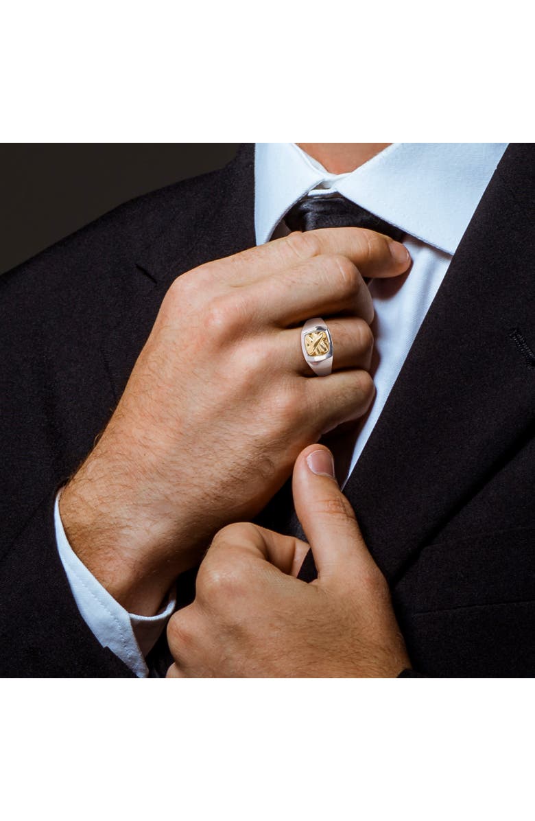 Julianna B. Crossover Motif Signet Ring 14k Gold, Alternate, color, Two-Tone Gold