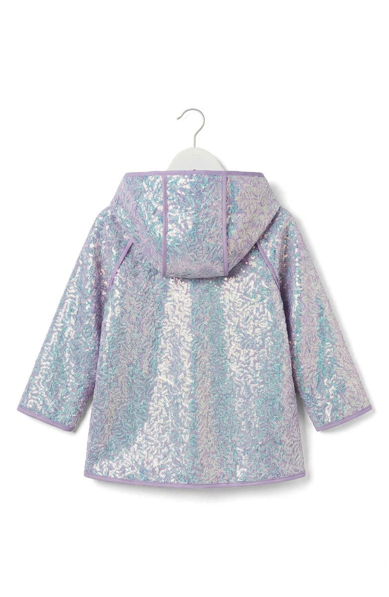 Pippa & Julie Kids' Kyla Sequin Hooded Rain Jacket, Alternate, color, Violet
