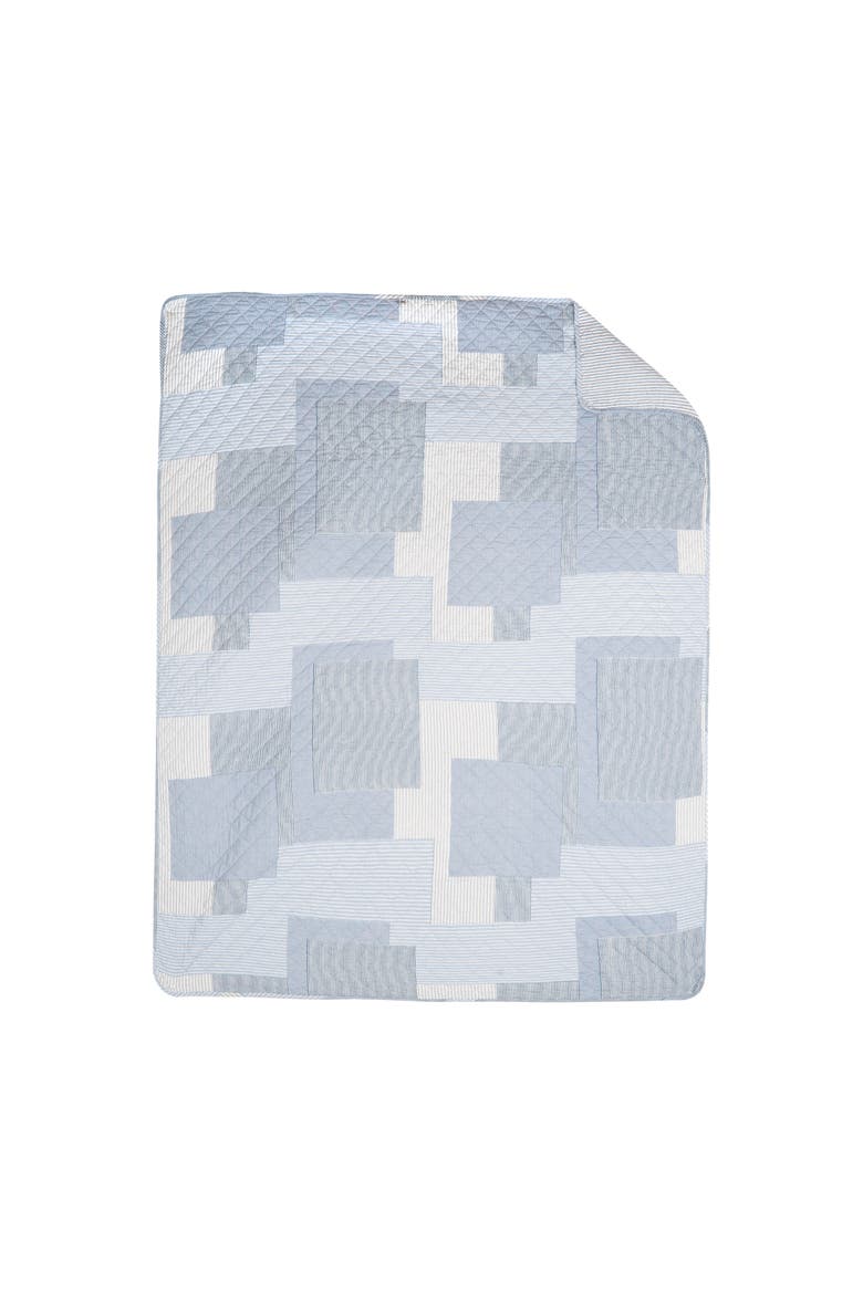 Asher Stripe Cotton Quilted 48" x 60" Throw Blanket, Main, color, Blue