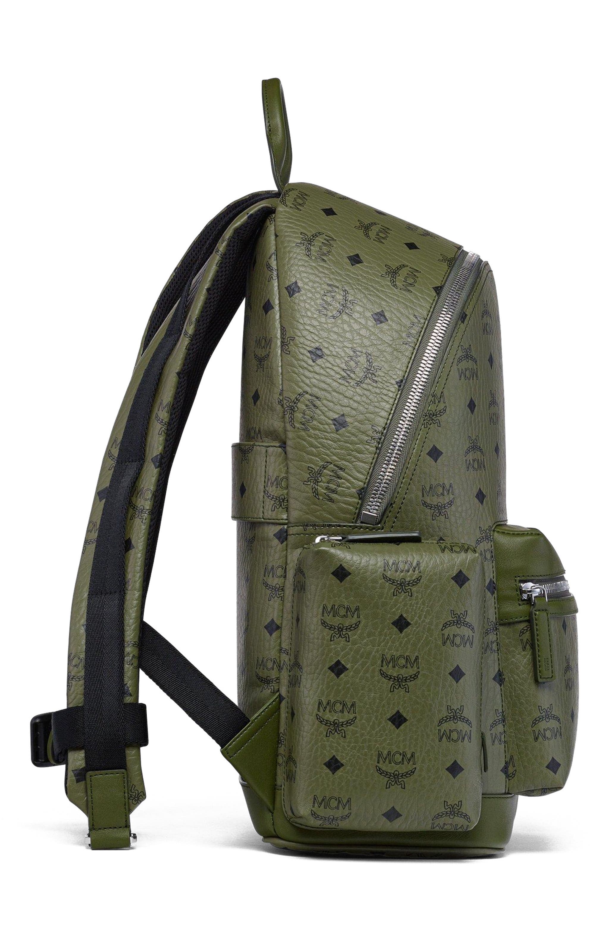 MCM Stark Backpack in Visetos, Alternate, color, Green