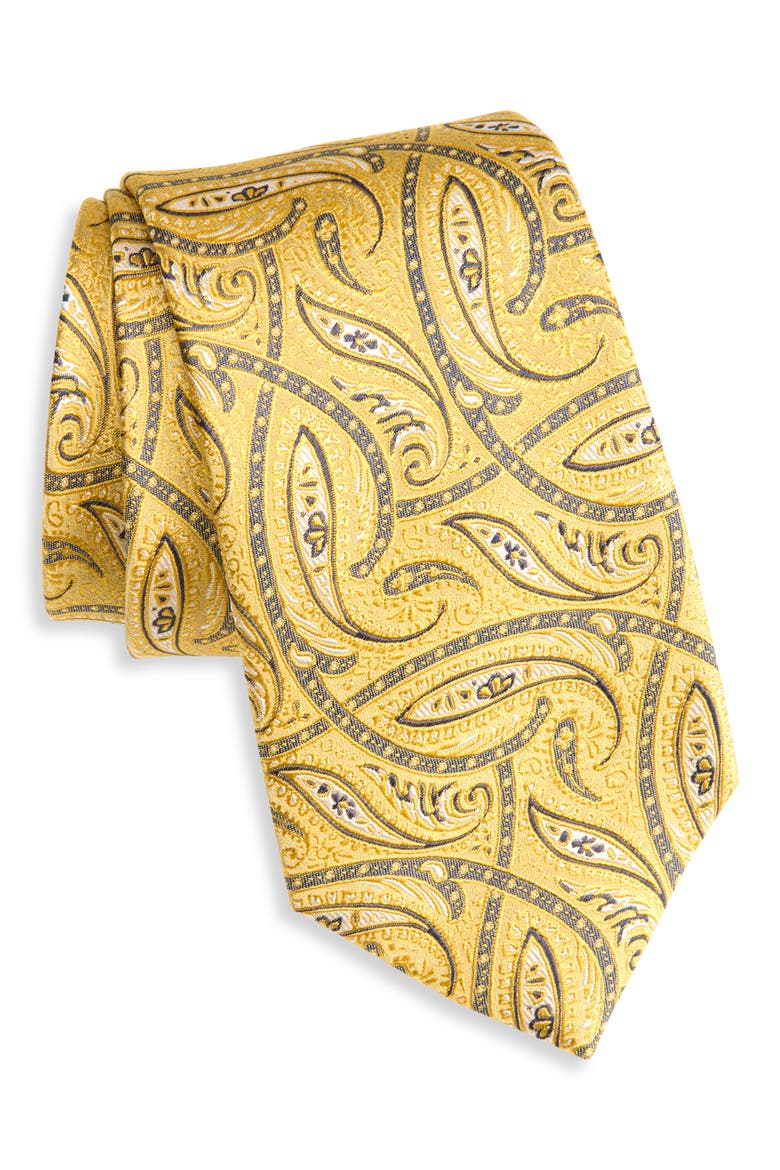 Paisley Silk Tie, Main, color, YELLOW