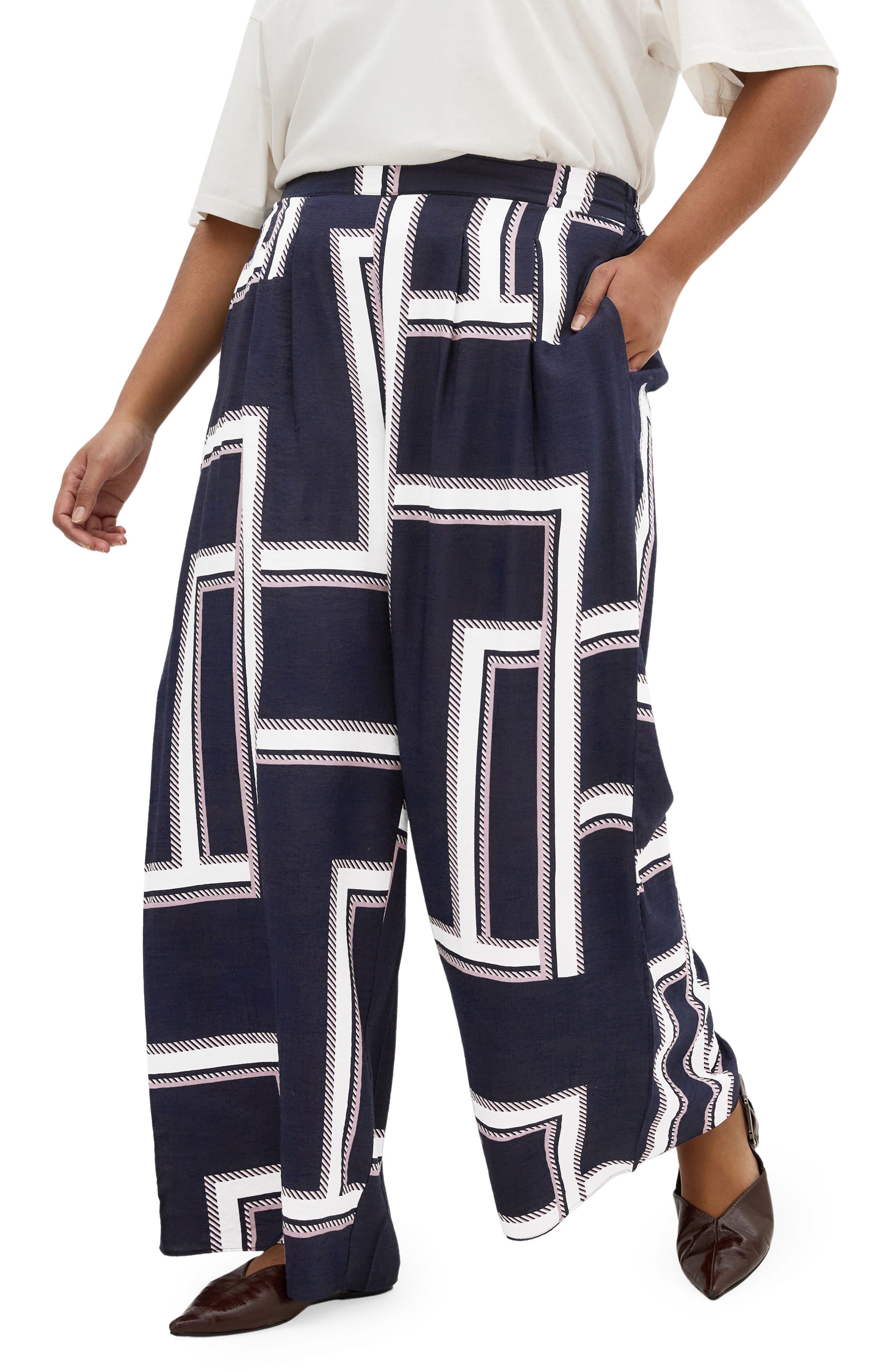 Hallie Print Pull-On Wide Leg Pants