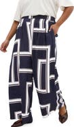 City Chic Hallie Print Pull-On Wide Leg Pants