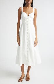 Zimmermann Luna Buttoned Linen Picnic Midi Dress