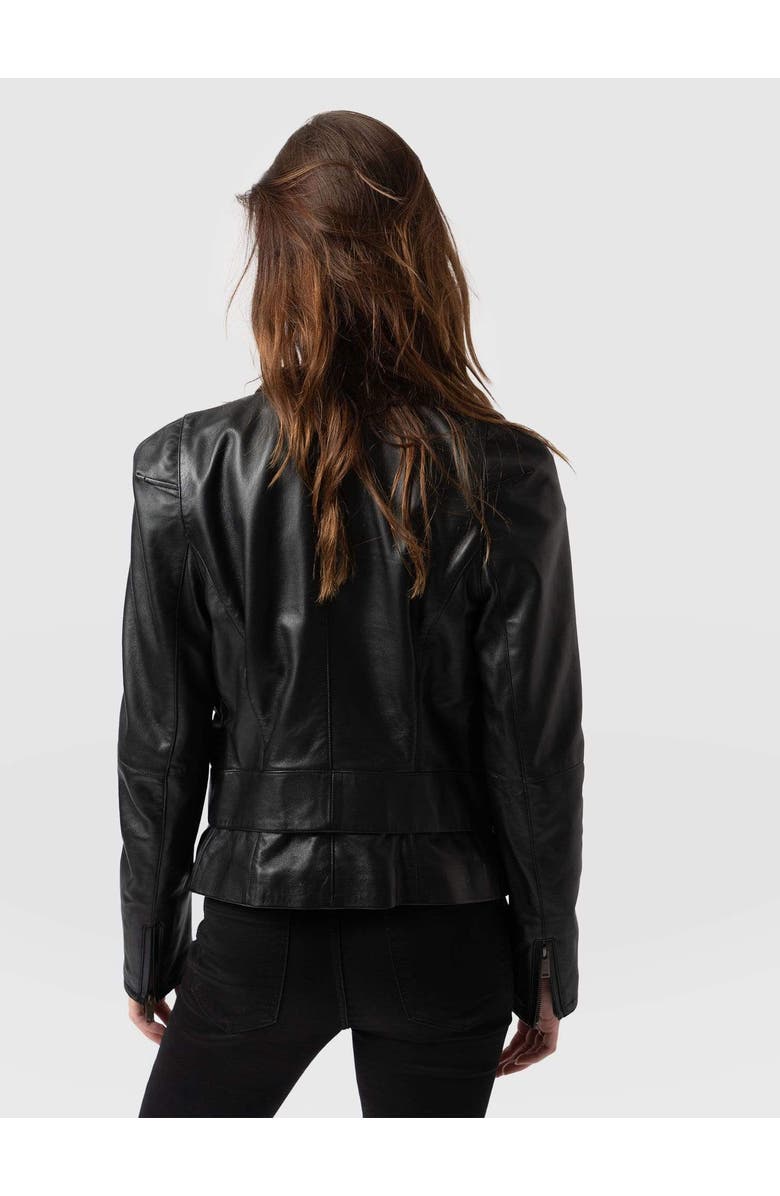 Saint + Sofia Blane Leather Jacket, Alternate, color, Black
