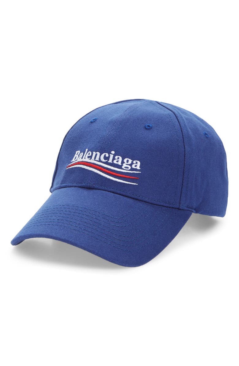Balenciaga Political Embroidered Logo Baseball Cap, Main, color, 