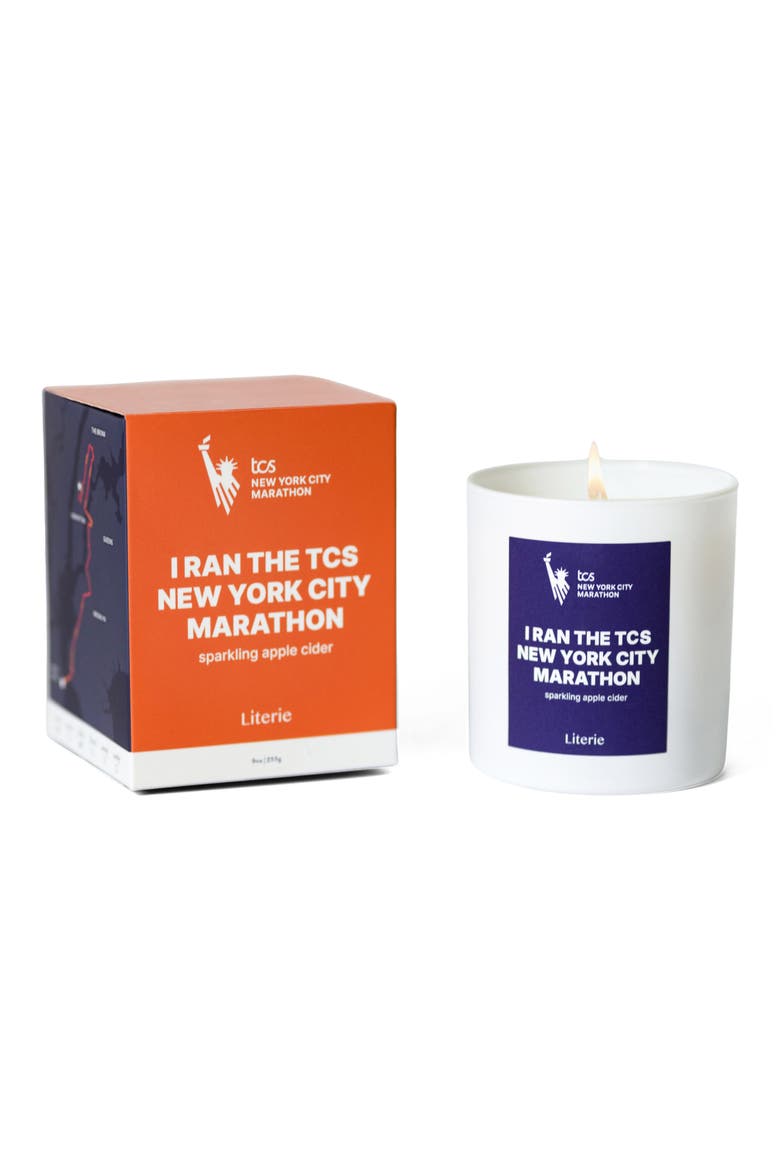 I Ran the TCS New York City Marathon Candle, Main, color, ORANGE/ NAVY