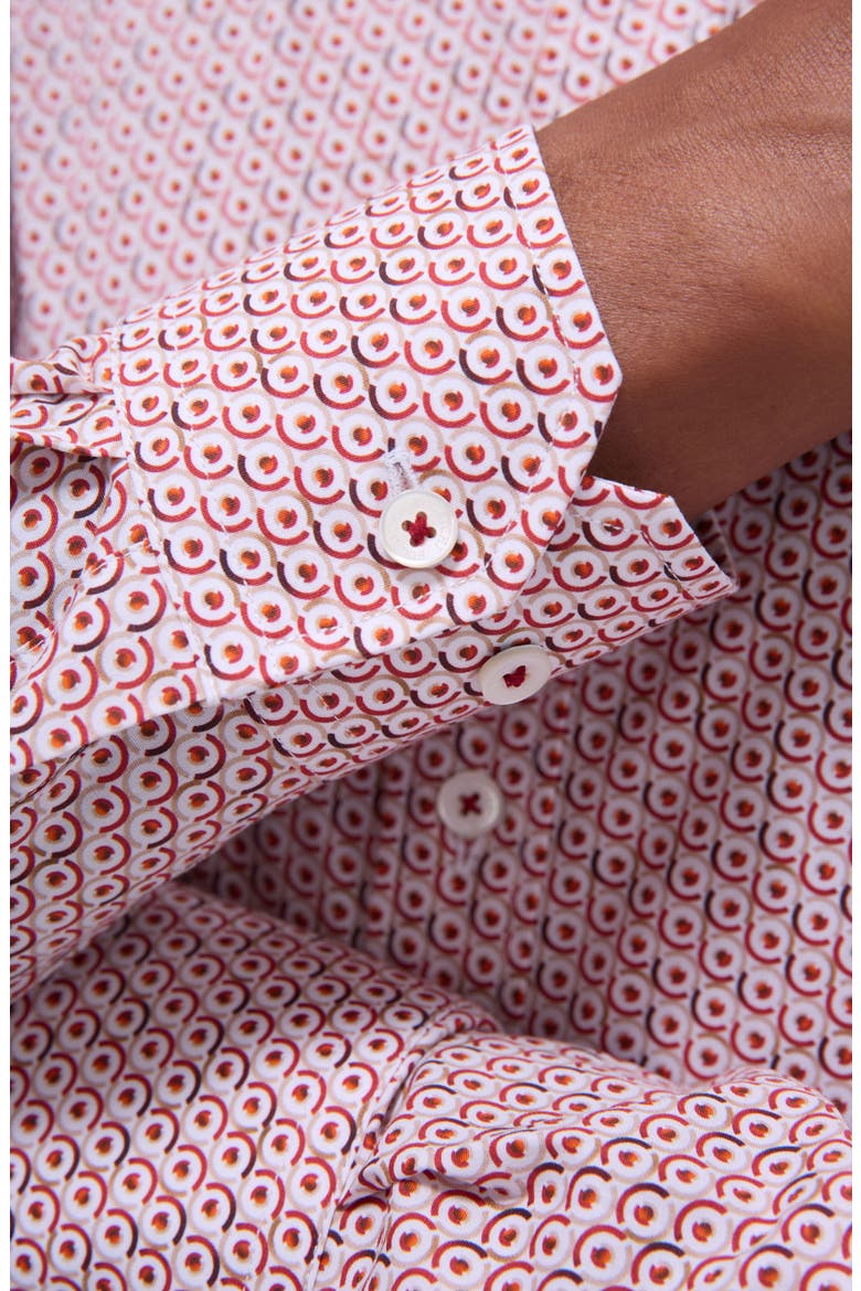 Julian OoohCotton® Abstract Button-Up Shirt, Alternate, color, CHILI