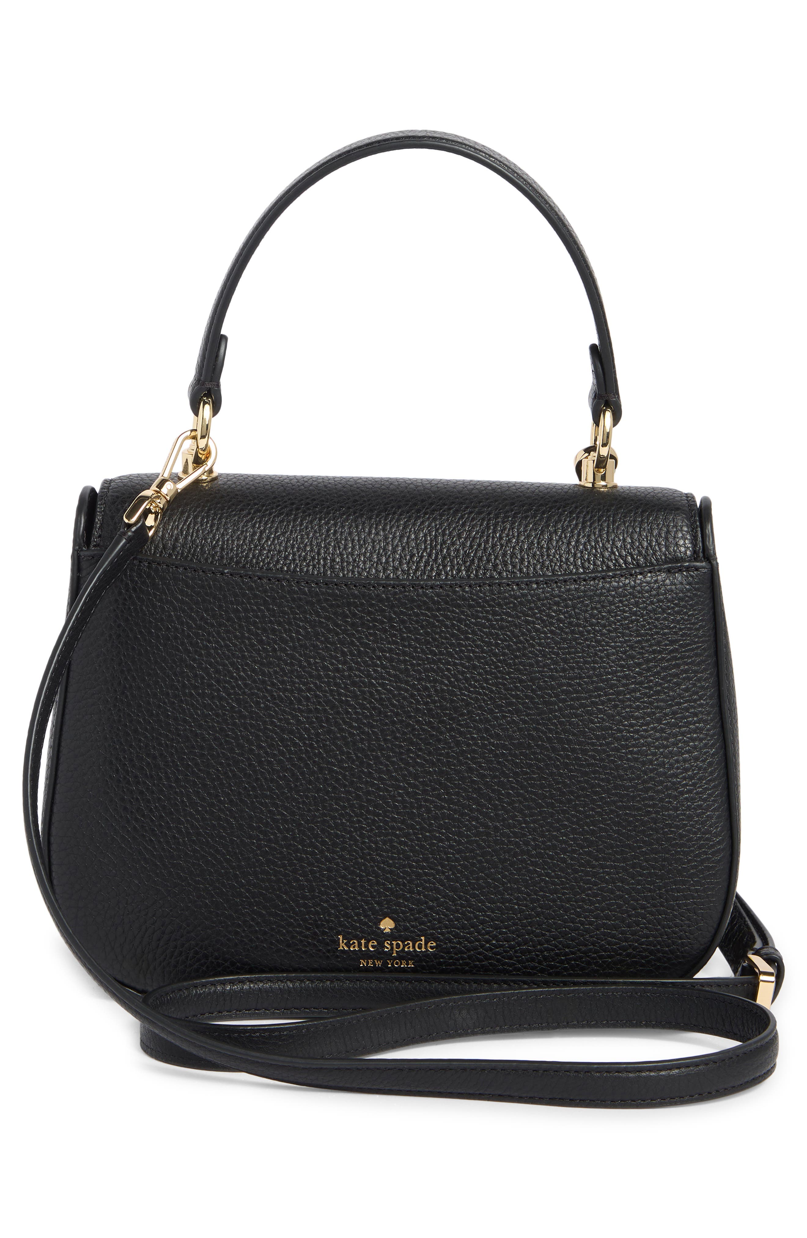 Kate Spade New York kyla pebbled leather top handle bag, Alternate, color, Black
