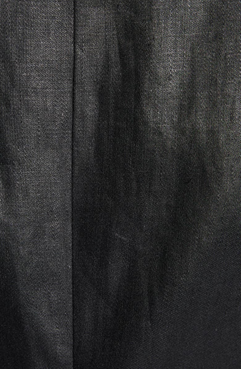 McQueen Peak Lapels Puff Sleeve Linen Jacket, Alternate, color, Black