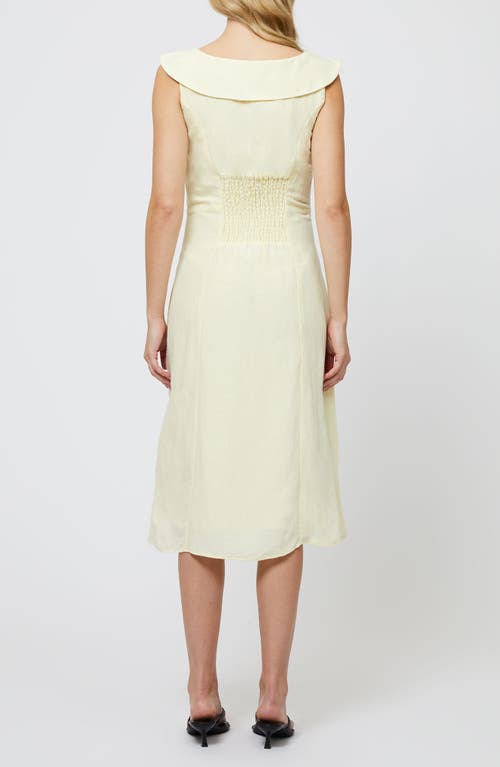 French Connection Birdie Peter Pan Collar Linen Blend Dress In Cornsilk Yellow