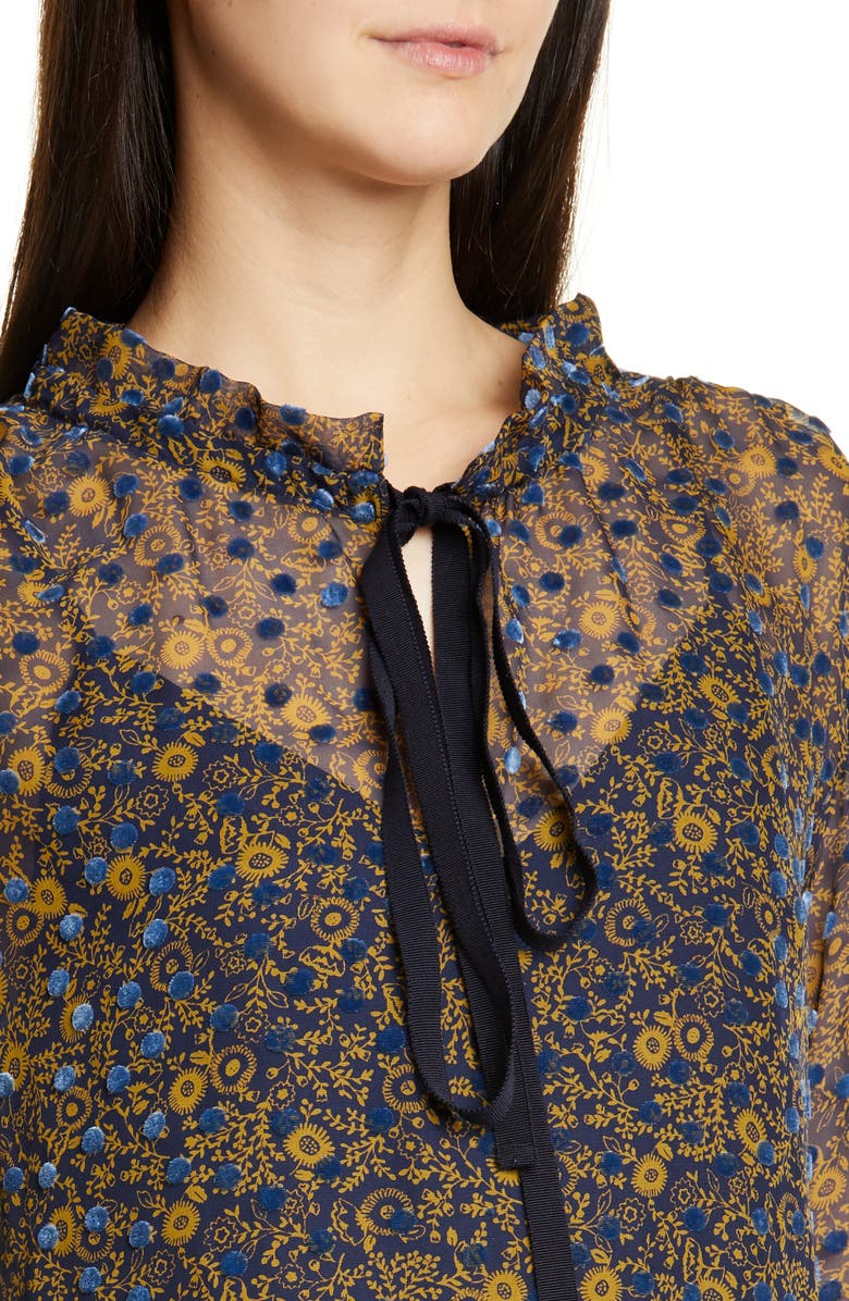 See by Chloé Floral Print Silk Devoré Top, Alternate, color, 