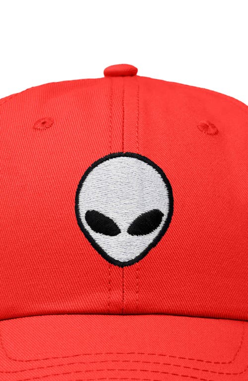 Dalix Alien Embroidered Classic Dad Cap In Red