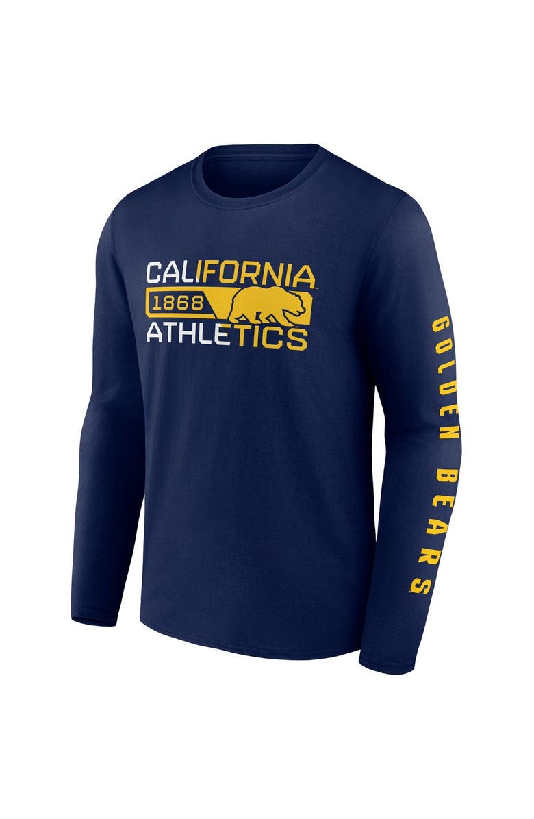 FANATICS Men's Fanatics Branded Navy Cal Bears Broad Jump 2-Hit Long Sleeve T-Shirt, Alternate, color,