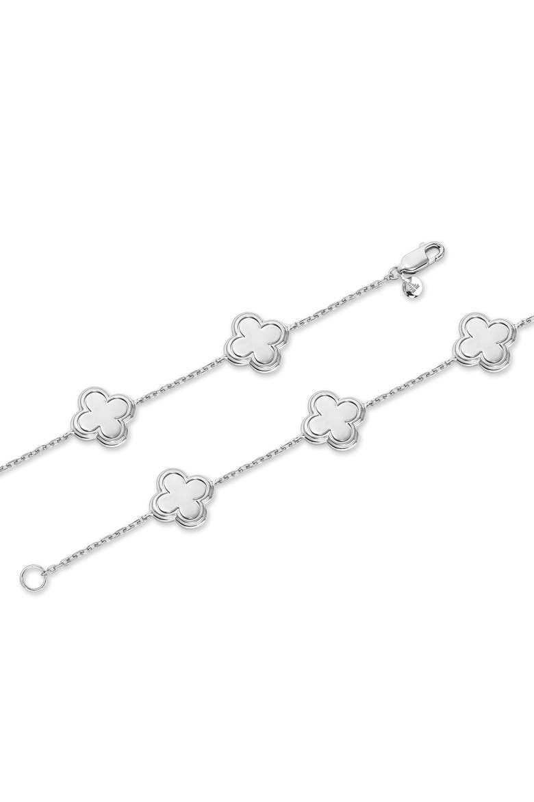 Five  Clover Bracelet in Rhodium Plated Sterling Silver, Alternate, color, Silver