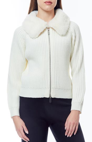 By Design Faux Fur Collared Jacket In Gardenia