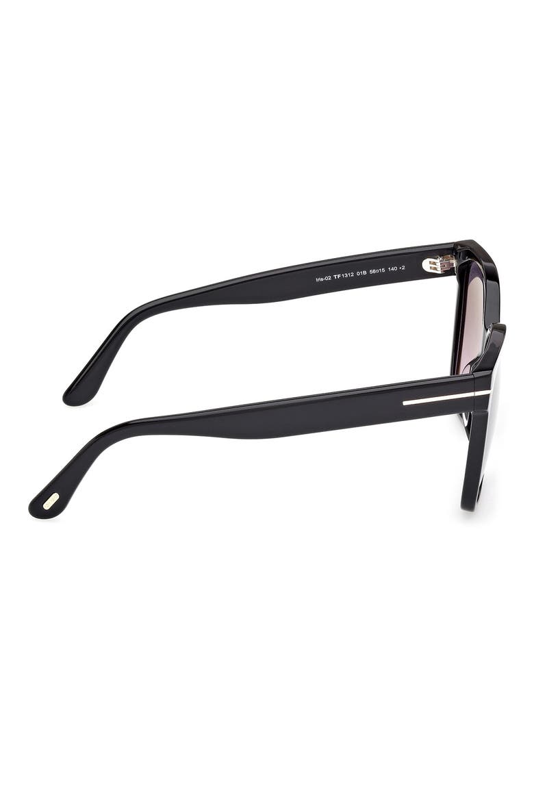 Iris 56mm Gradient Butterfly Sunglasses, Alternate, color, SHINY BLACK  / GRADIENT SMOKE