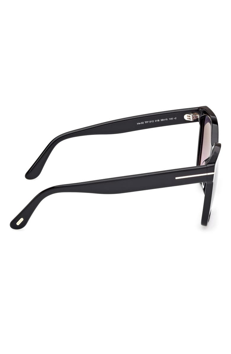 TOM FORD Iris 56mm Gradient Butterfly Sunglasses, Alternate, color, Black / Smoke To Purple Lens