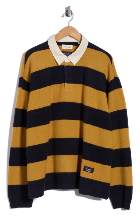 Striped Merino Wool & Cashmere Rugby Sweater