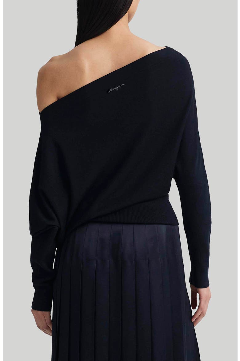 Grainge One-Shoulder Cashmere Sweater, Alternate, color, BLACK