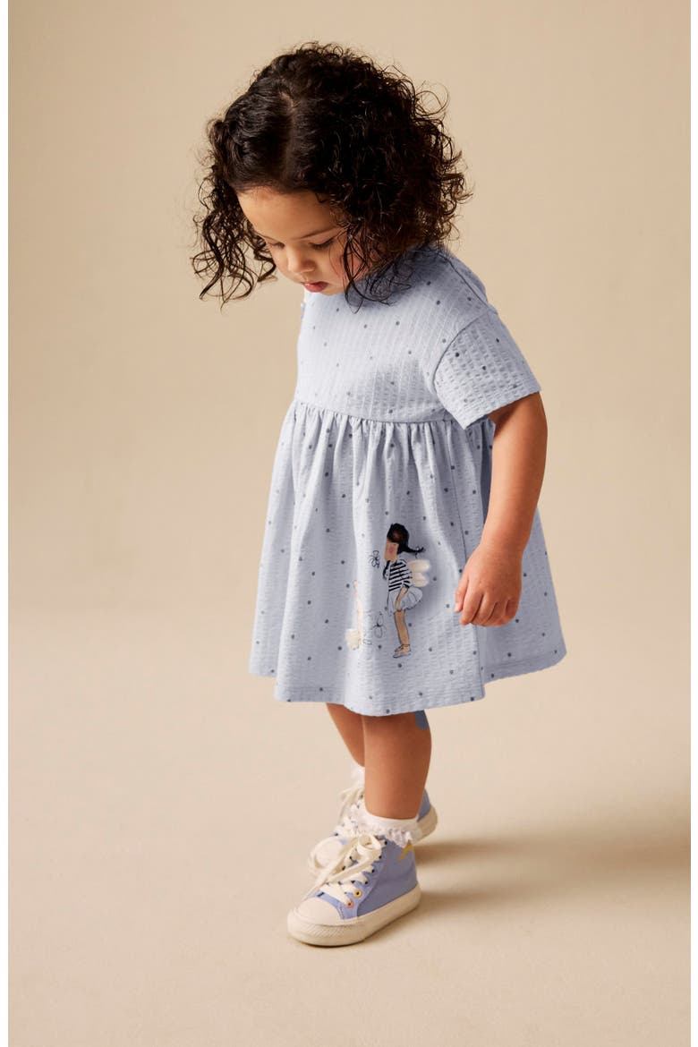 Kids' Fairy Print Rib Jersey Dress, Alternate, color, BLUE