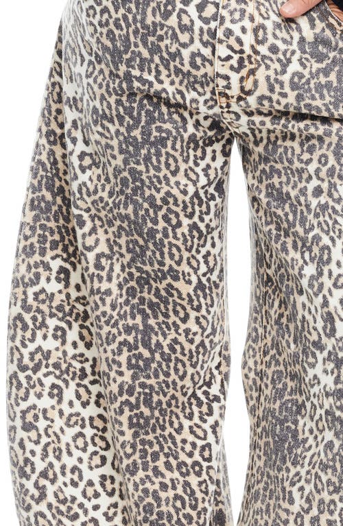 Lioness Horseshoe Beige Faded Leopard Print Ultra Wide-leg Jeans