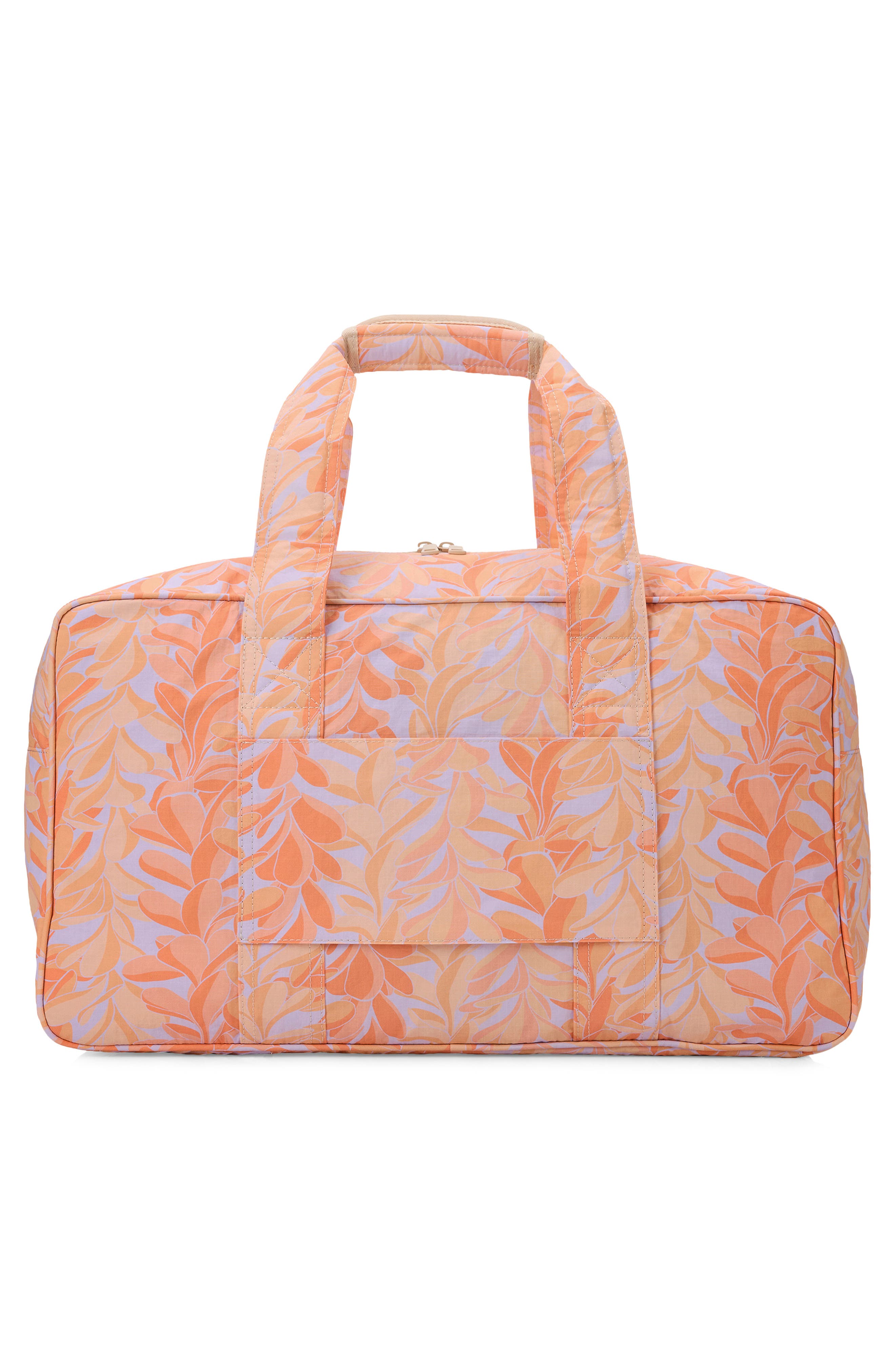 Aloha Collection Lei Stand Nylon Ripstop Weekend Bag, Alternate, color, Peachy