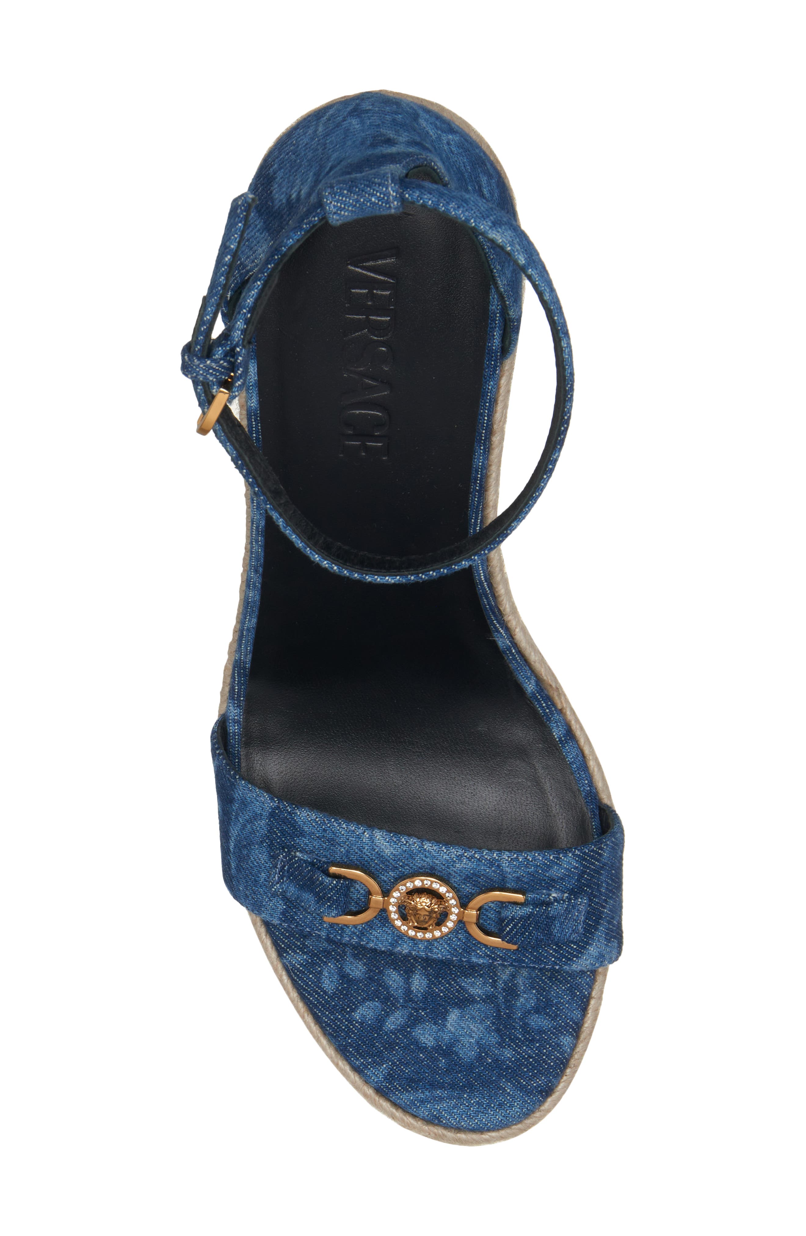 Versace Medusa '95 Espadrille Platform Wedge Sandal, Alternate, color, Blue