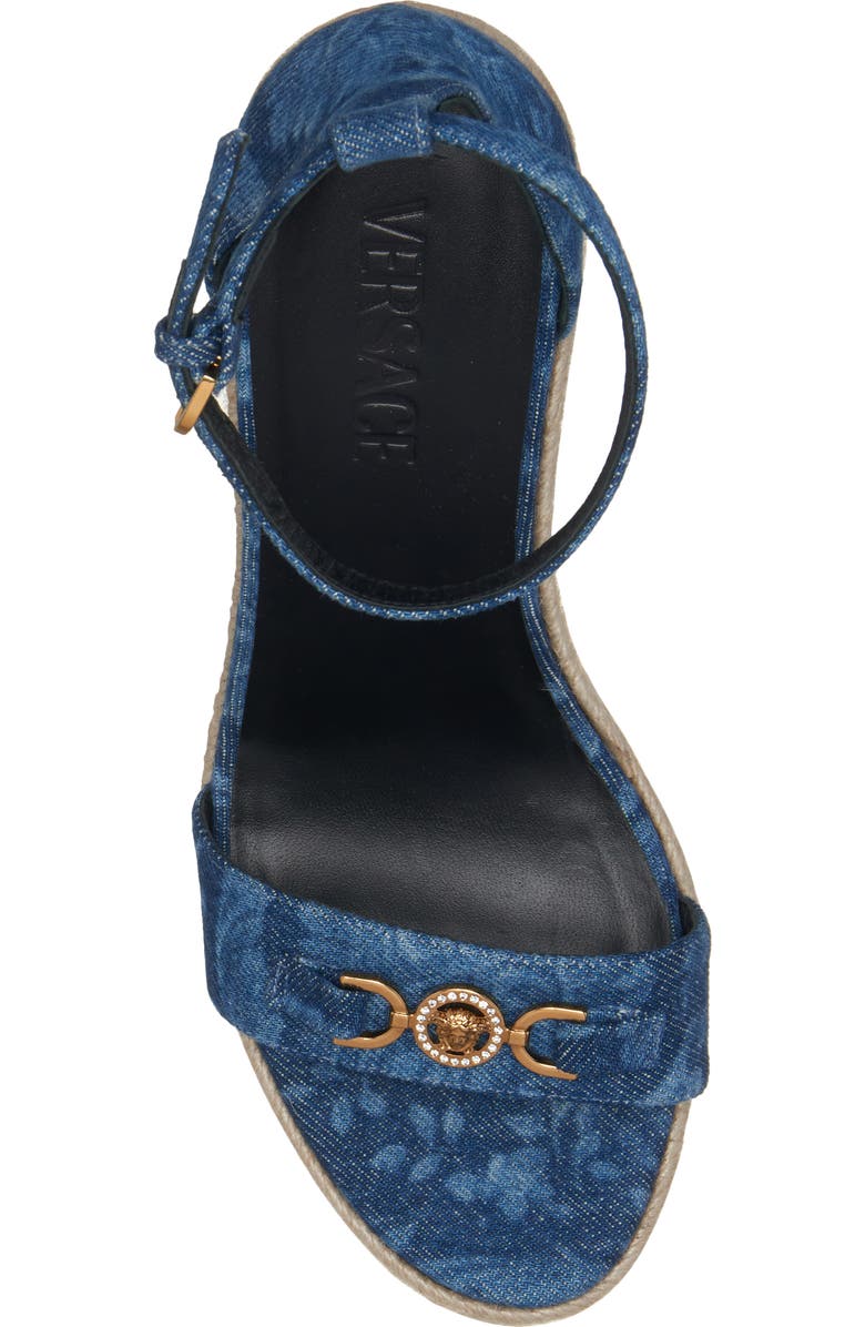 Versace Medusa '95 Espadrille Platform Wedge Sandal, Alternate, color, Blue